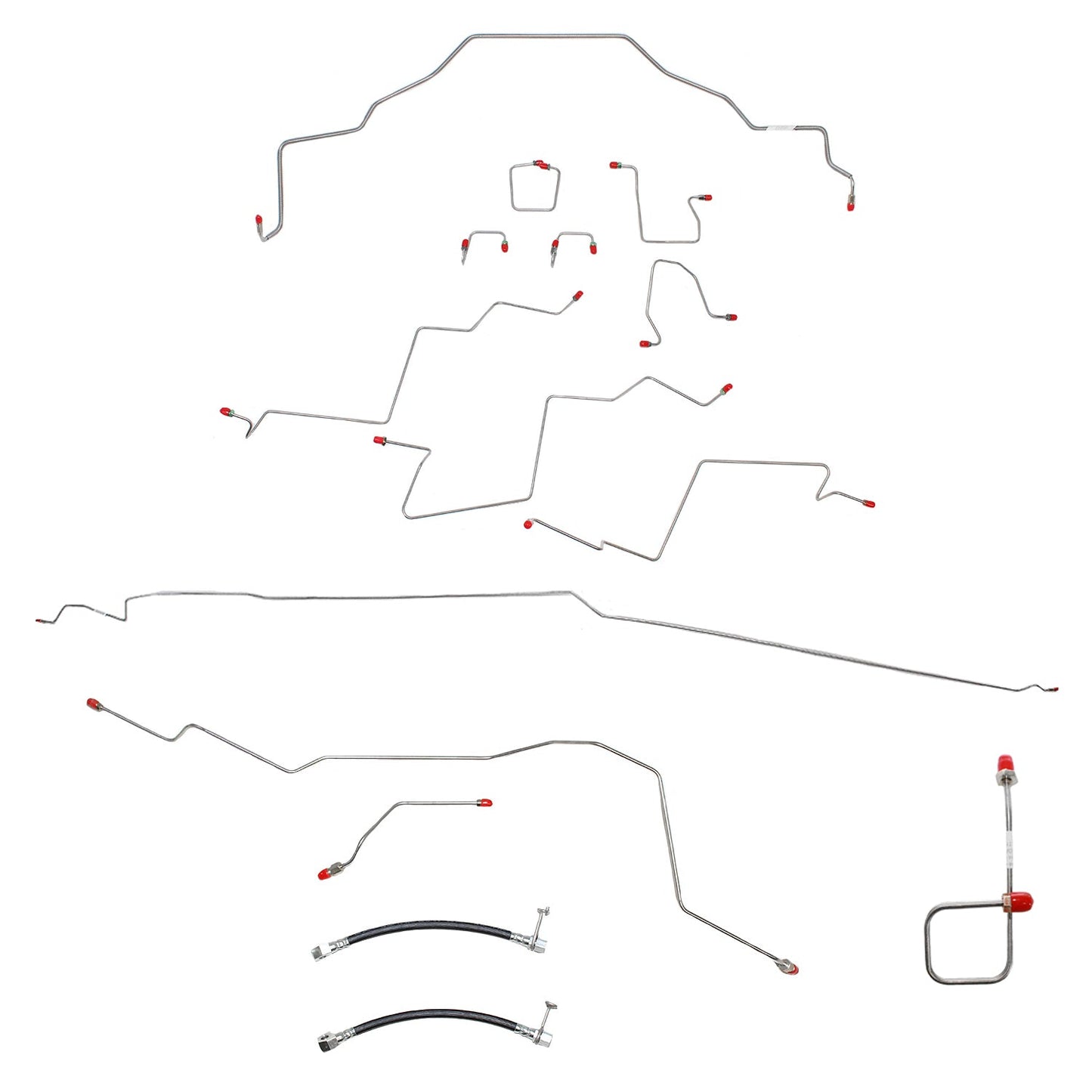 CBK0057SS - 01-02 Dodge Ram 2500 2wd, AWABS, Ext Cab/Short Bed, Manual, Disc; Complete Brake Line Kit; Stainless - SSTubes