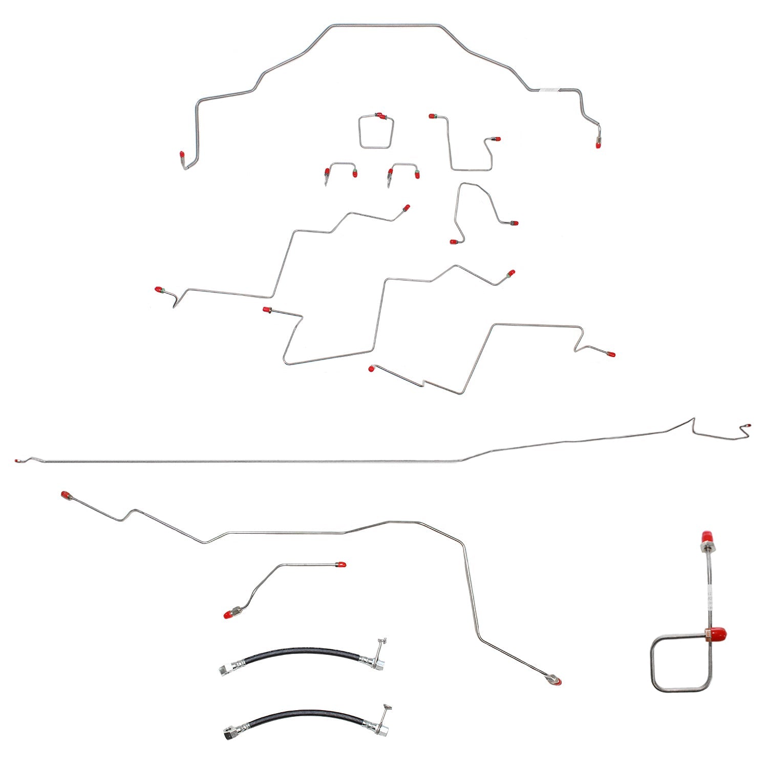 CBK0058SS - 01-02 Dodge Ram 2500 2wd, AWABS, Reg Cab/Long Bed, Manual, Disc; Complete Brake Line Kit; Stainless - SSTubes