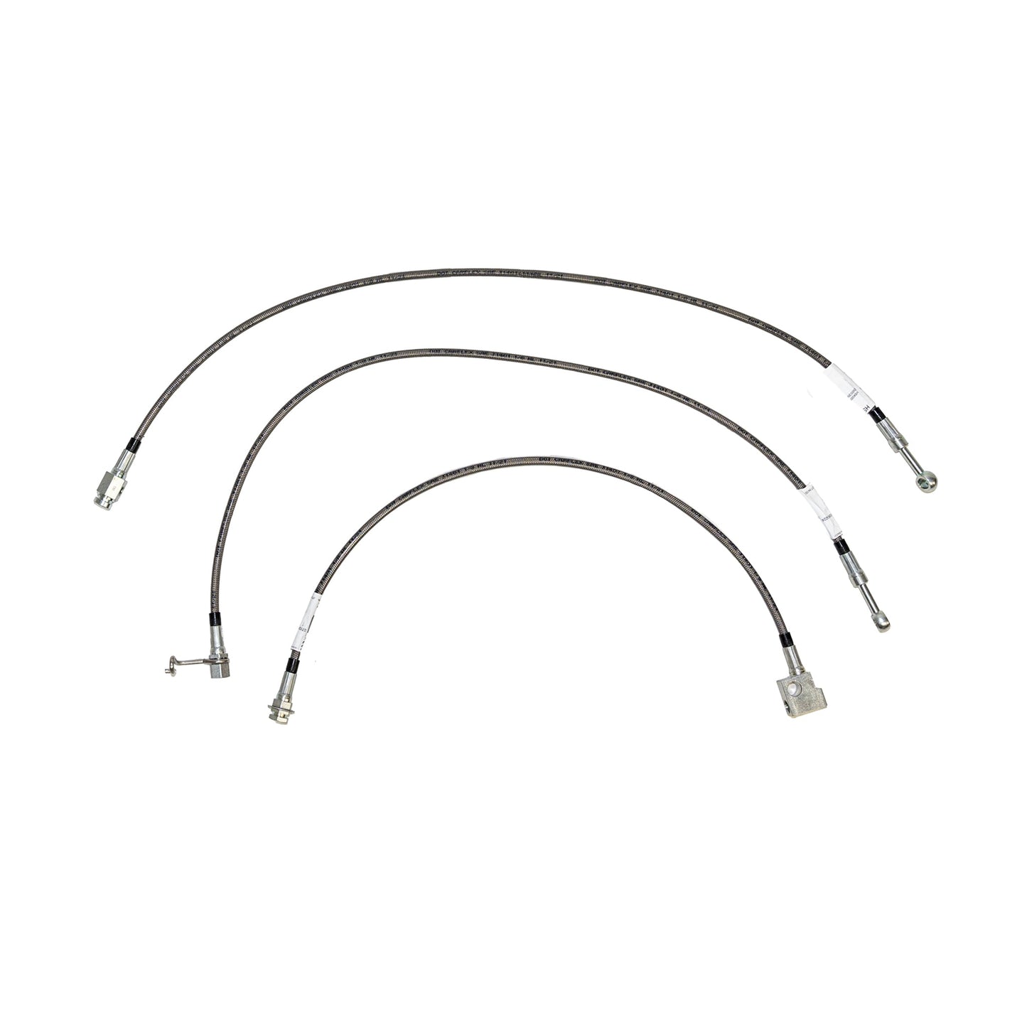 HSK0050SS - 97-01 Dodge Ram 4wd w/ Rear Drum, w/o Load Sensor valve; Complete Brake Hose Kit, 3pcs; Braided Stainless