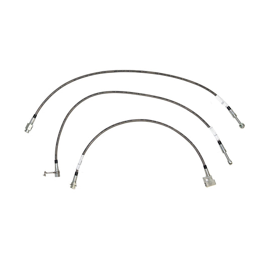 HSK0050SS - 97-01 Dodge Ram 4wd w/ Rear Drum, w/o Load Sensor valve; Complete Brake Hose Kit, 3pcs; Braided Stainless