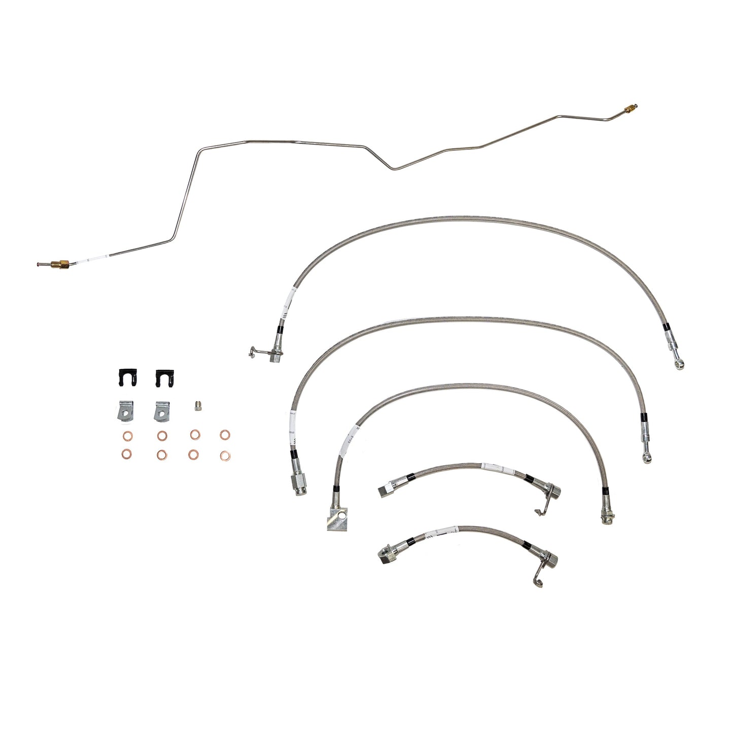 HSK0051SS - 01-02 Dodge Ram 2500/3500 4wd w/ Rear Disc and Automatic Trans; Complete Brake Hose Kit, 5pcs; Braided Stainless