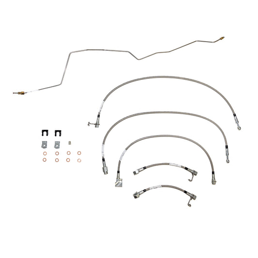 HSK0051SS - 01-02 Dodge Ram 2500/3500 4wd w/ Rear Disc and Automatic Trans; Complete Brake Hose Kit, 5pcs; Braided Stainless