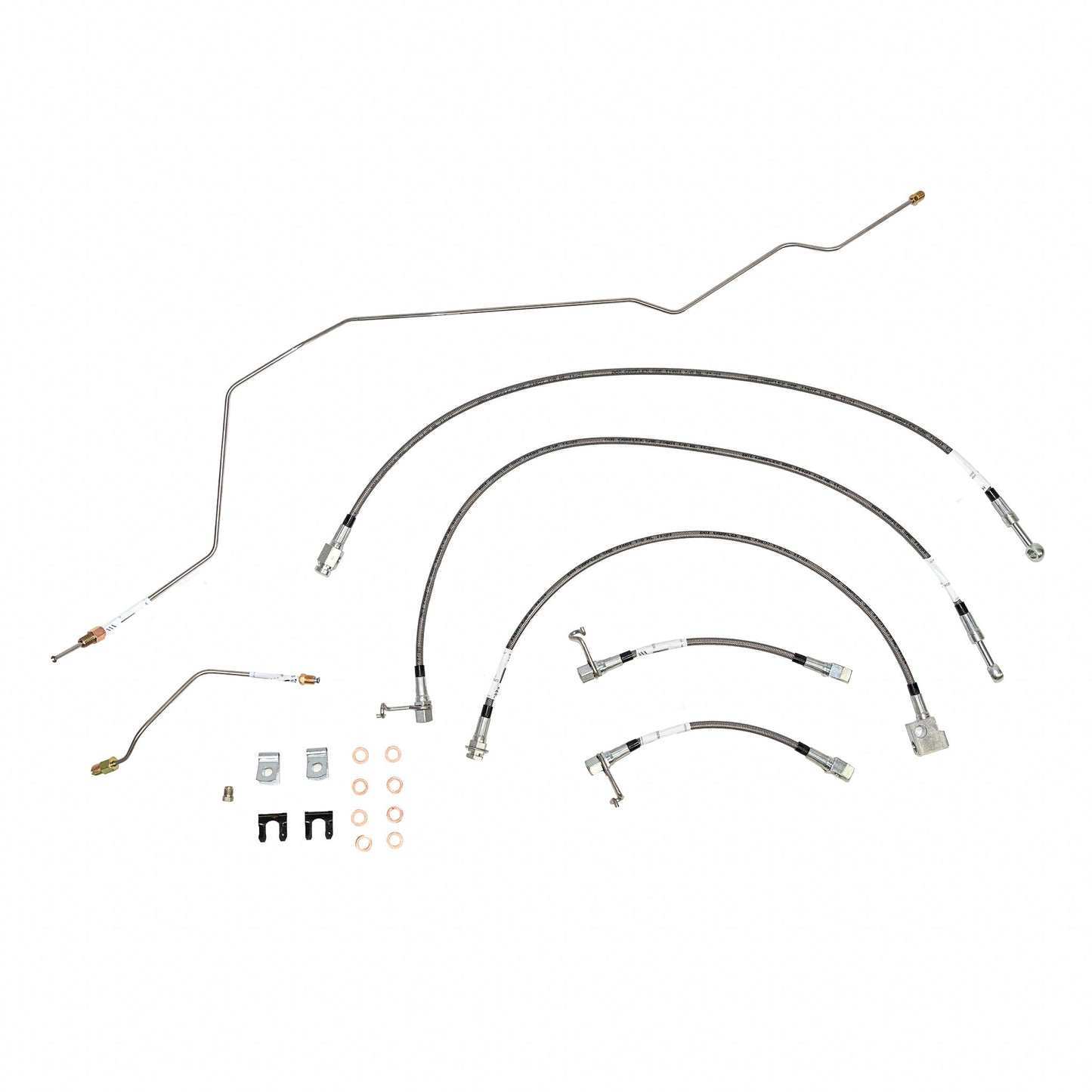 HSK0052SS- 01-02 Dodge Ram 2500/3500 4wd w/ Rear Disc and Manual Trans; Complete Brake Hose Kit, 5pcs; Braided Stainless