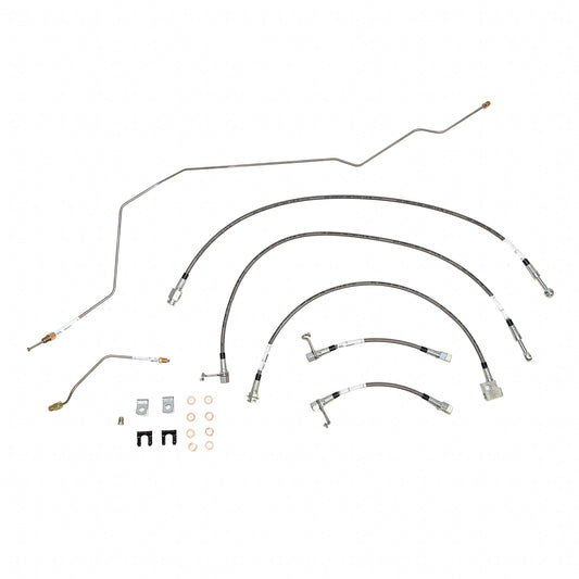 HSK0052SS- 01-02 Dodge Ram 2500/3500 4wd w/ Rear Disc and Manual Trans; Complete Brake Hose Kit, 5pcs; Braided Stainless