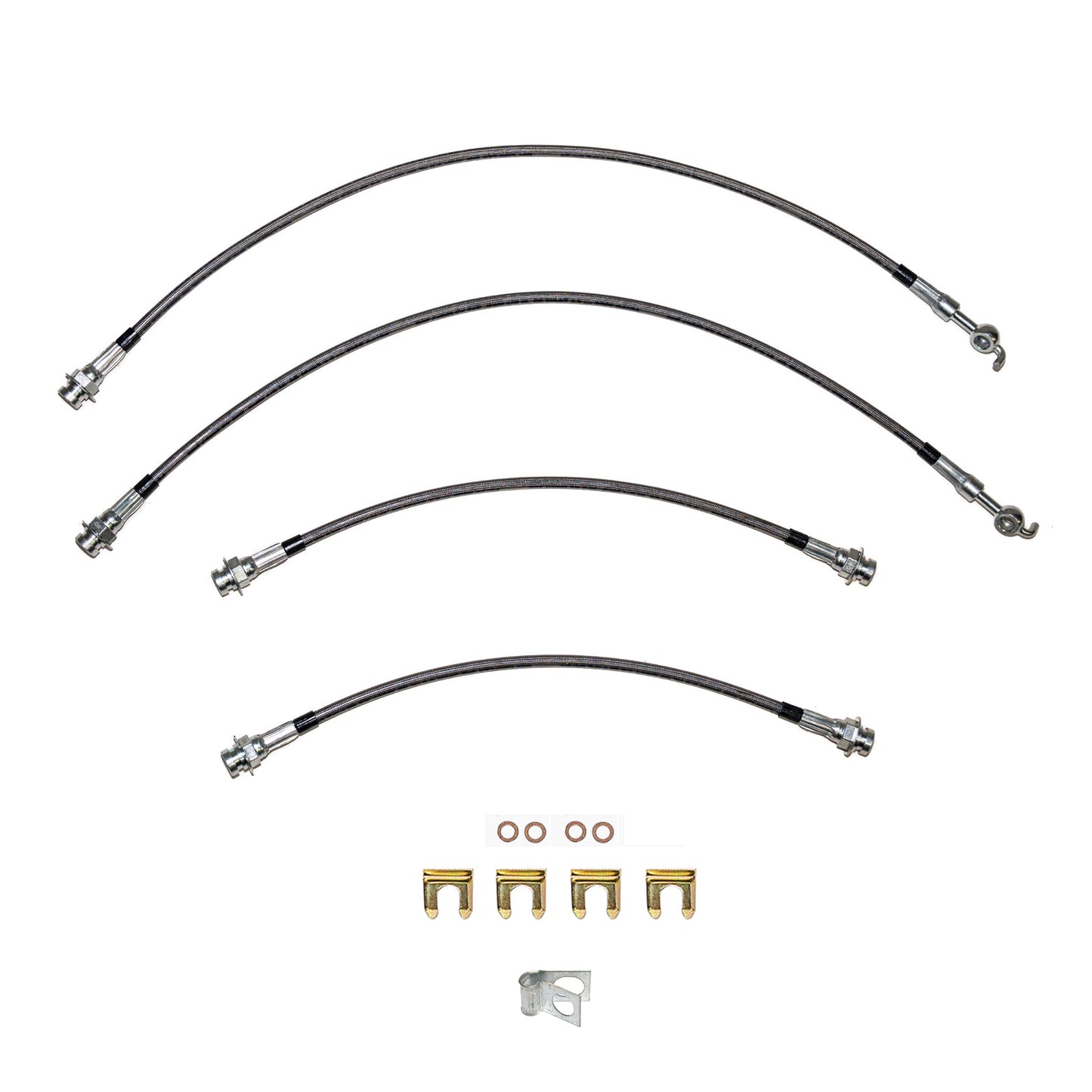 HSK0083SS - 01-05 Toyota Rav4, 2.0L, 2WD, Brake Hose Kit; Braided Flex Hose