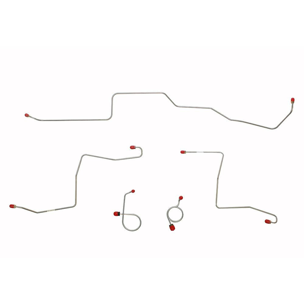 ZKT6701SS- 67 Ford Mustang/ Mercury Cougar, Standard Brakes, Front 5pc Brake Line Set; Built Before 2/1/67, Routes Over Steering Column; Stainless - SSTubes