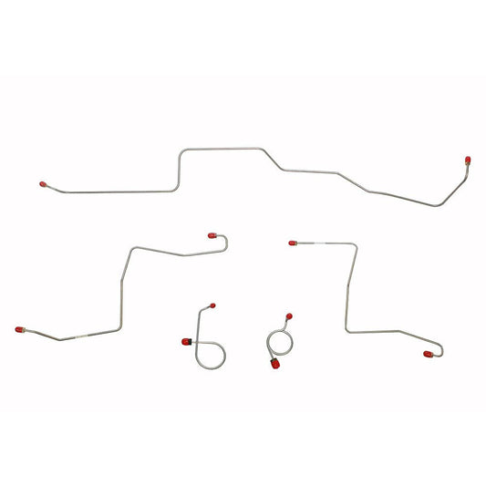 ZKT6701SS- 67 Ford Mustang/ Mercury Cougar, Standard Brakes, Front 5pc Brake Line Set; Built Before 2/1/67, Routes Over Steering Column; Stainless - SSTubes